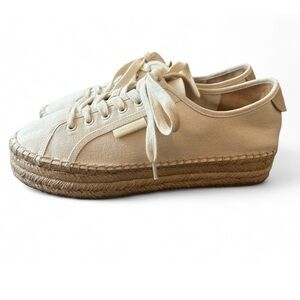 Tory Burch Cream Canvas Espadrille Sneakers Size US 10